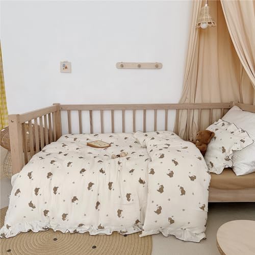 AOJIM Kids Duvet Cover with Little Bee and Brown Bear 47X59