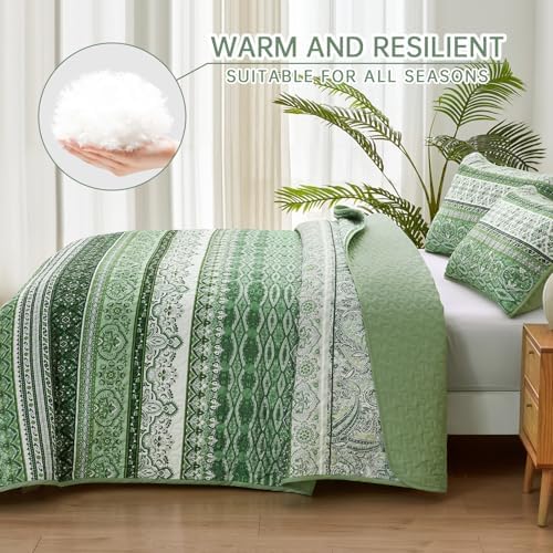 WONGS BEDDING Boho King Quilt Set 103x90 3 Pieces