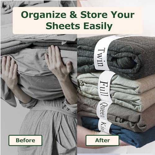 ECOHomes Bed Sheet Organizer with Size Labels 2PC Queen White