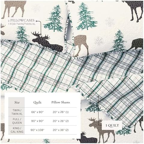 Great Bay Home Moose Chocolate Quilt Set TwinTwin XL