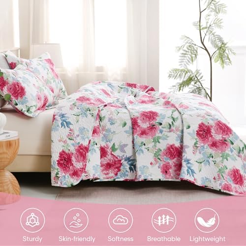 JSD Rose Floral Quilt Set Twin Size 2 PC 1