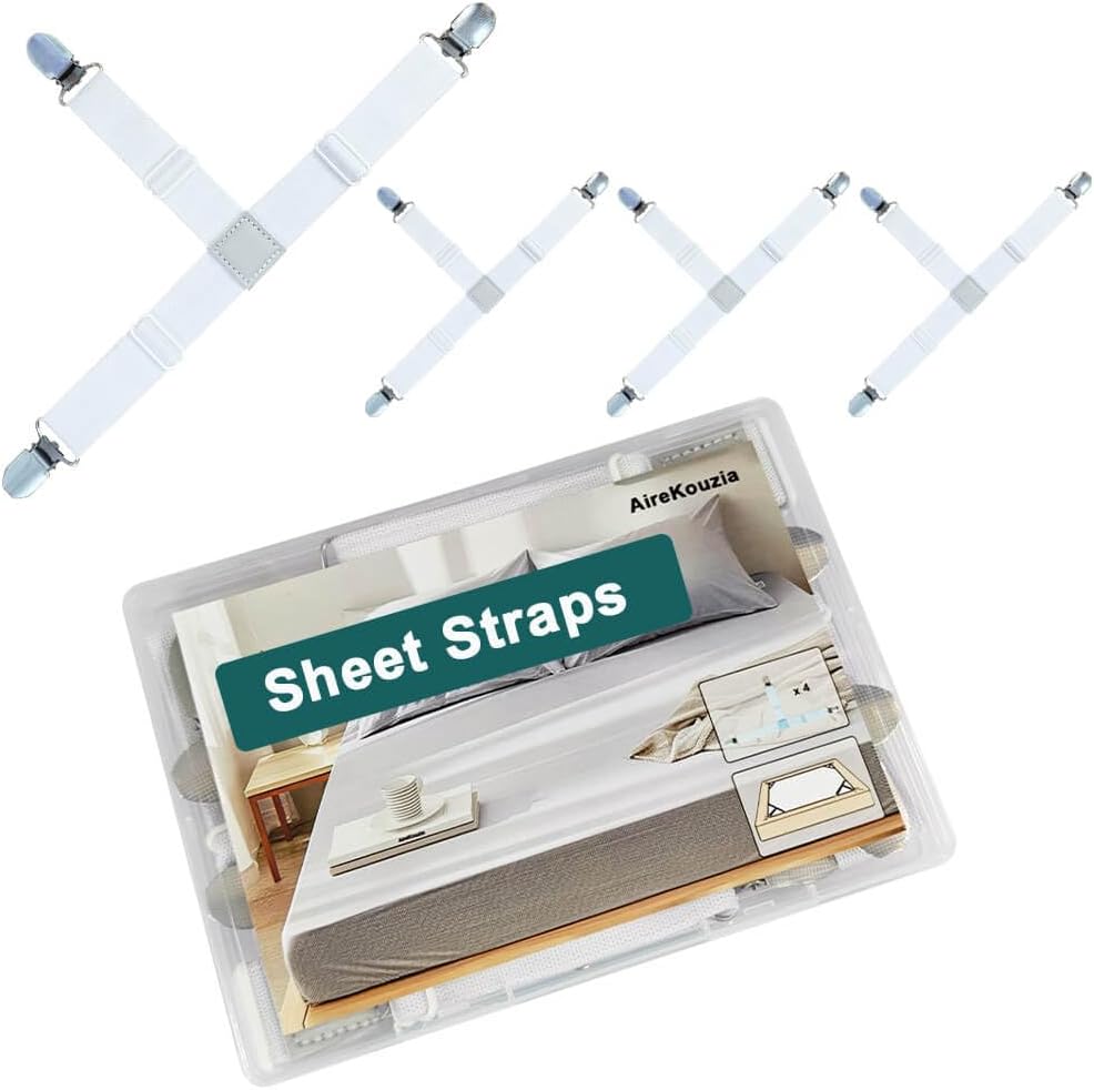 AireKouzia Fitted Sheet Straps with Clips - Set of 4
