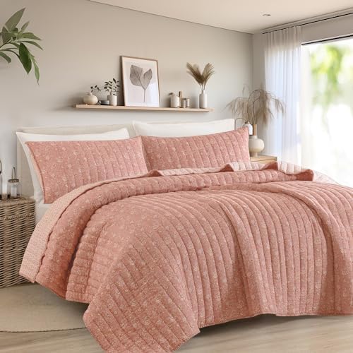 Wonderful Reversible Cotton Gauze Quilt Set Queen Size