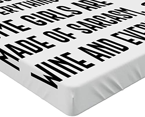Ambesonne Funny Wine Drinking Sheet Ruby Black White California King