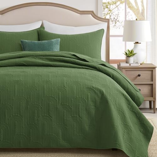Lavsiry Quilt Set King Size Olive Green