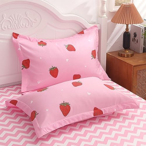 Gusuhome Strawberry Comforter Set Full Size for Girls