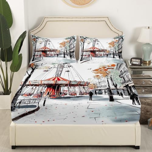 Erosebridal Carousel Fitted Sheet Twin Set