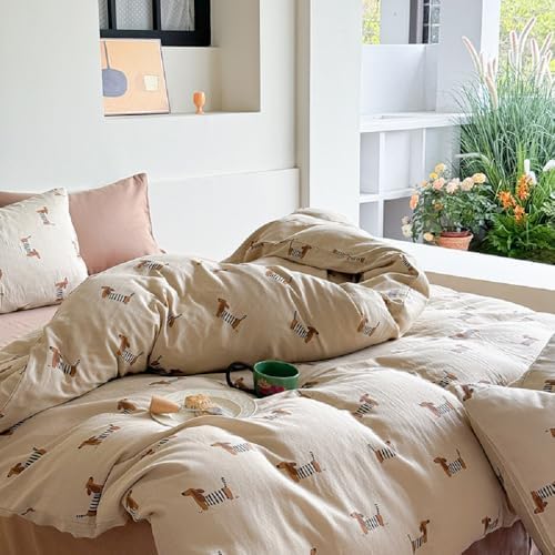 Erwinmu Brown Dachshund Duvet Cover Set Twin
