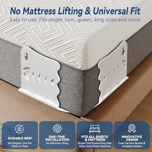 GOVIICTRICH Bed Sheet Corner Holders - Heavy Duty Sheet Locks