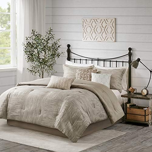 Madison Park Walter Seersucker Comforter Set Queen Size Taupe