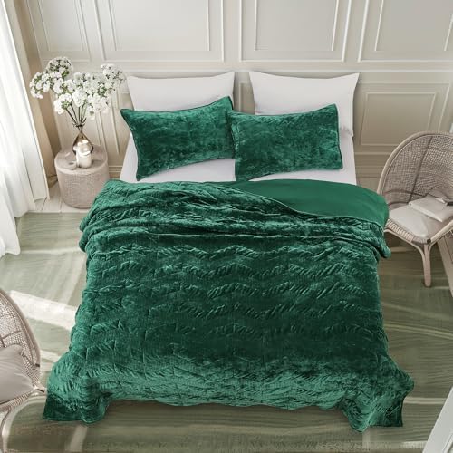 SHALALA Luxury Velvet Queen Quilt Set