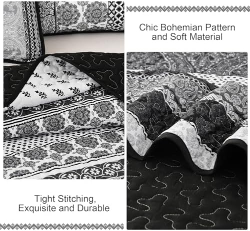 WONGS BEDDING Grey Boho Quilt Set King Size 3 pcs