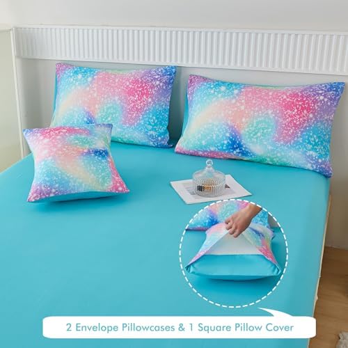PERFEMET 6-Piece Rainbow Comforter Set for Girls