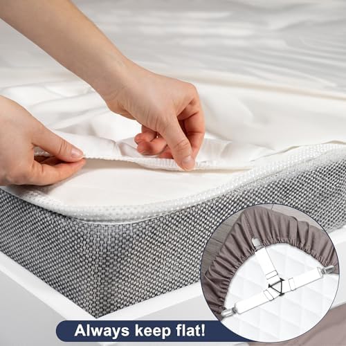 SYIPO 4 PCS Nonslip Bed Sheet Straps with Iron Clips