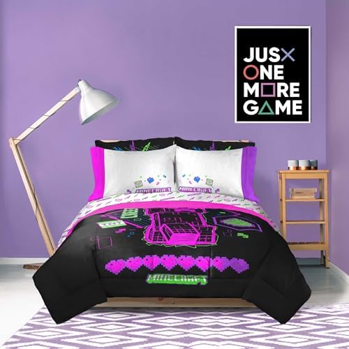 Minecraft Comforter Set - 7 Piece Neon Kids Bedding