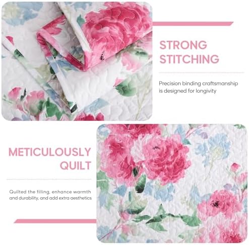 JSD Rose Floral Quilt Set Twin Size 2 PC 1