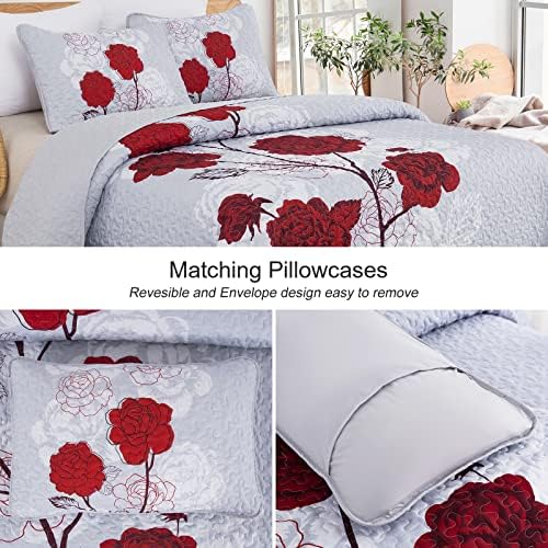 Anibedding Floral Quilt Set Queen Size 1