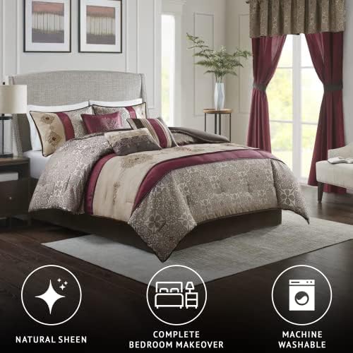 Madison Park Neyson Faux Silk Comforter Set Red