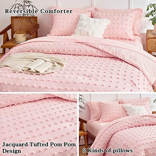 Flysheep 7 Piece Queen Bed in a Bag with Pom Pom Design