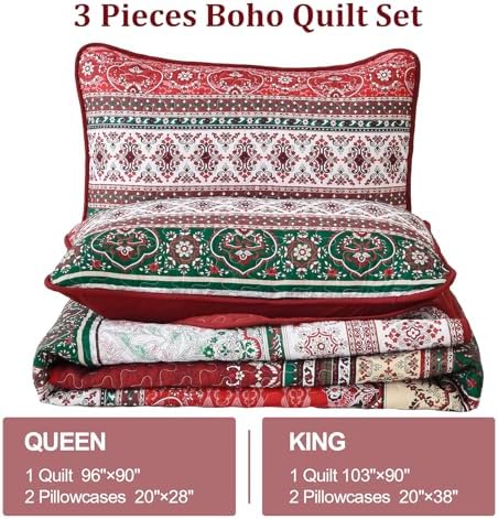 WONGS BOHO KING QUILT SET 103x90 3 PIECES
