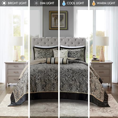 Madison Park Aubrey Reversible Bedspread Set 5 Piece Queen Black