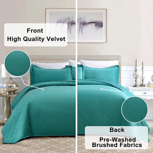 Asuexpect 3 Piece King Size Velvet Quilt Set