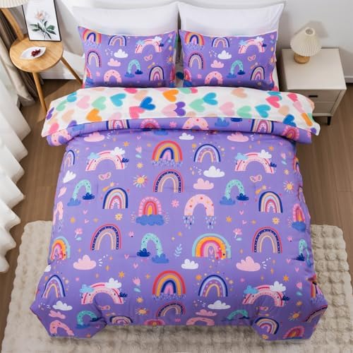 Holawakaka Boho Rainbow Twin Comforter Set with Sheets