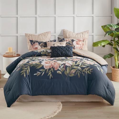 Madison Park Camillia Queen Navy 8 Piece Comforter Set