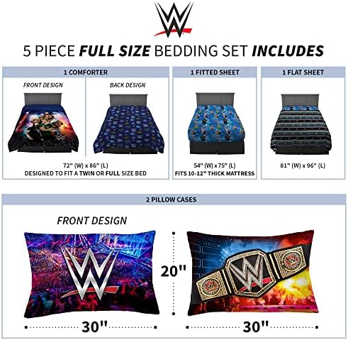 Franco WWE Kids Comforter Set 5 Piece Full Size