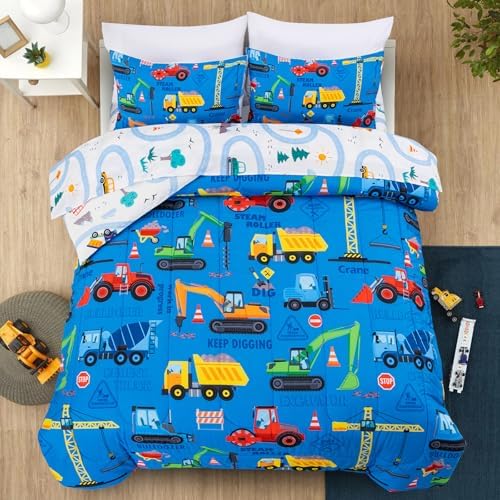 Holawakaka Boys Excavator Truck Bedding Set with Sheets