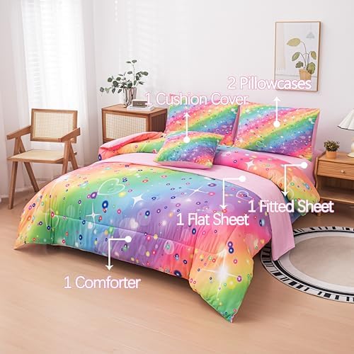 MWMWMW 6 Pcs Girls Twin Comforter Set