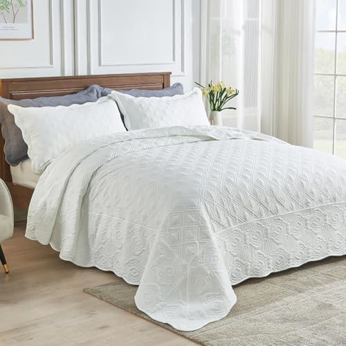 Suchbed California King Bedspread Set White 128x120 1