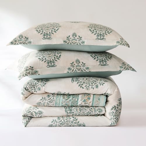 Lush Decor Sofia Flower Block Print Comforter Set Queen