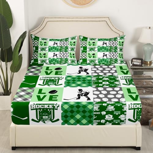 Erosebridal Ball Sports Hockey Twin Bed Sheet Set Green
