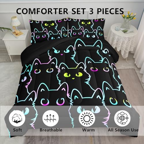 Axolotl Kids Cartoon Cat Comforter Set Twin Size 1