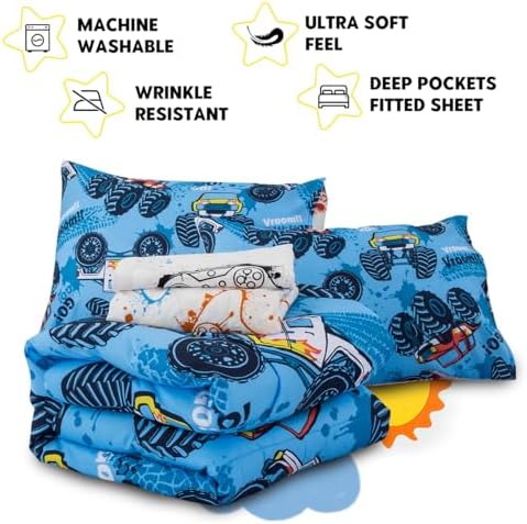Holawakaka Boys Racing Truck Comforter Set with Sheets
