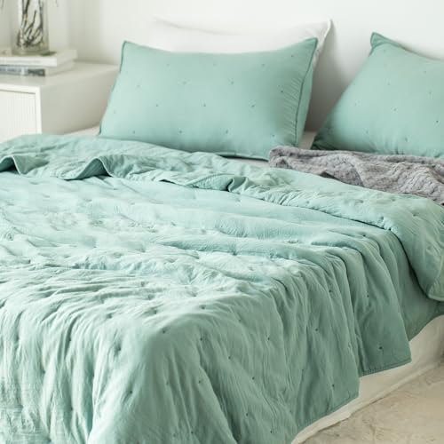 KASENTEX King Size Quilt Set - Green Ultra Soft and Lightweight