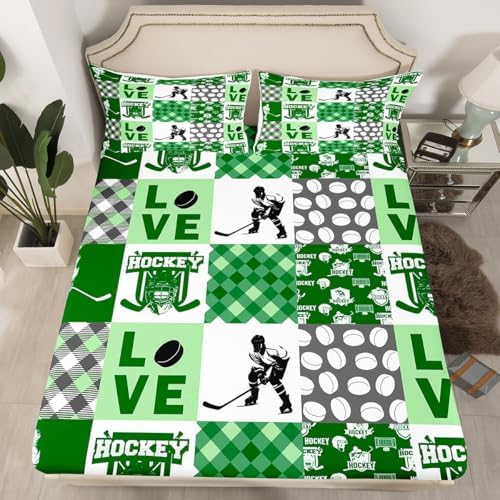 Erosebridal Ball Sports Hockey Twin Bed Sheet Set Green