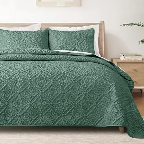 Exclusivo Mezcla Queen Quilt Set Modern Green Quilts with 2 Pillow Shams 1