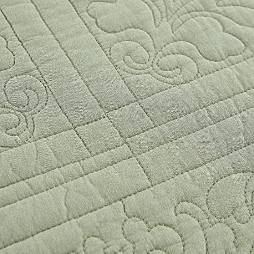 WINLIFE 100 Cotton King Quilt Set with Embroidered Floral Print