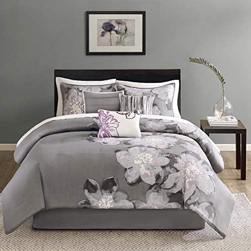Madison Park Serena Comforter Set - Floral Grey Queen