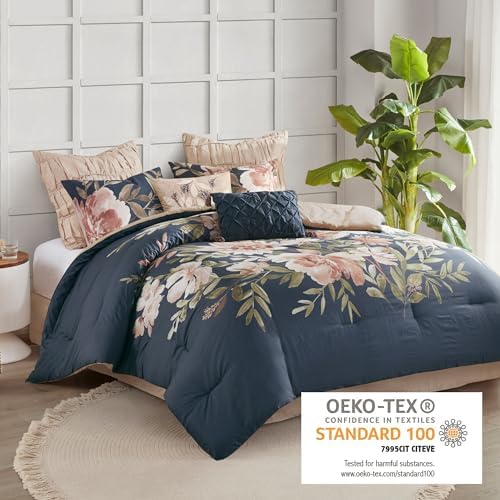 Madison Park Camillia Queen Navy 8 Piece Comforter Set