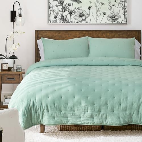 KASENTEX King Size Quilt Set - Green Ultra Soft and Lightweight
