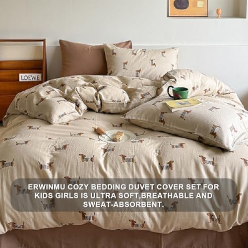 Erwinmu Brown Dachshund Duvet Cover Set Twin