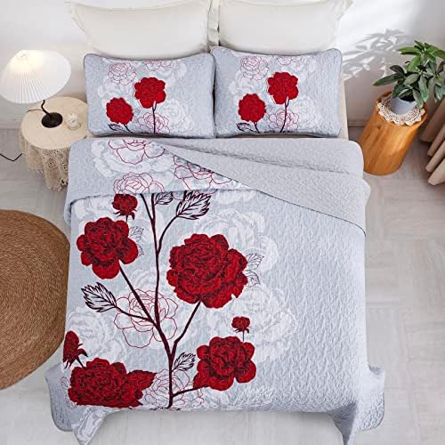 Anibedding Floral Quilt Set Queen Size 1