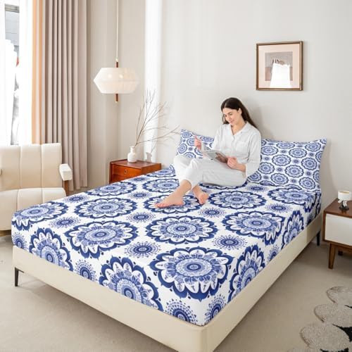Jejeloiu Paisley Bedding Set Twin Size Damask Pattern 1