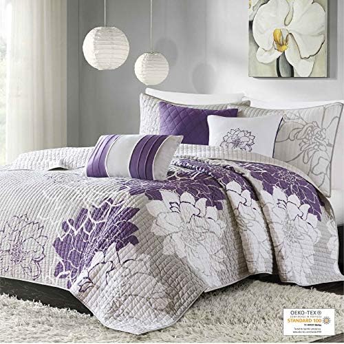 Madison Park Lola 100 Cotton Quilt Set - Purple 6 Piece