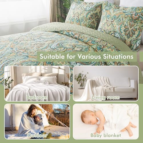 Etwel Queen Quilt Set Lightweight Cotton Bedspread with Reversible Design