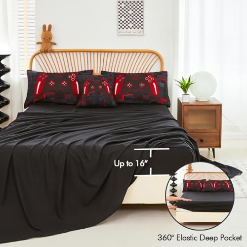 PERFEMET Boys Gaming Bedding Set Twin 6-Piece