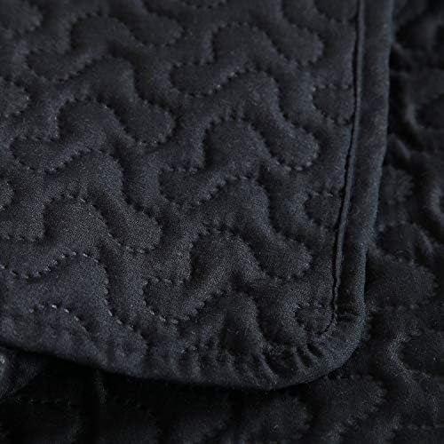 JML Quilt Set - 3 Piece Embossed Stripe Black for King Bed